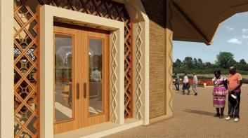 Tölvuteikning af inngangi musterins