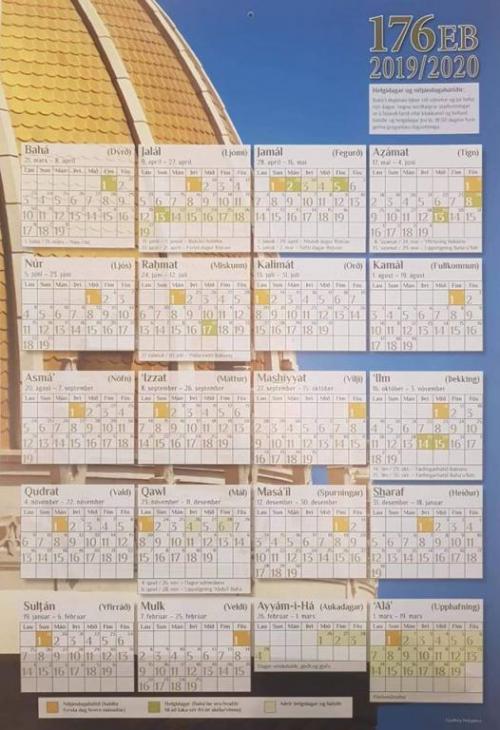 Bahá'í dagatal fyrir árið 176 er komið út.