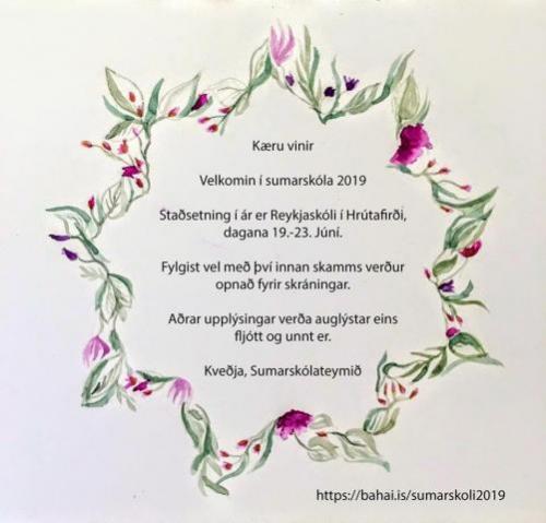 Auglýsing fyrir Bahá'í sumarskólann